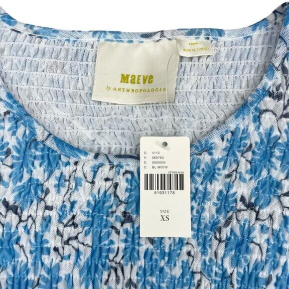 Maeve Ashton Smocked Floral Peplum Top XS - Picture 5 of 6